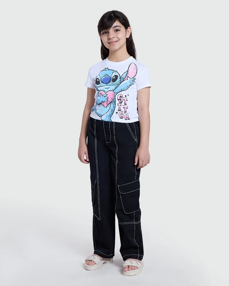 Ovs White Stitched Tee For Girls – Daily Edit